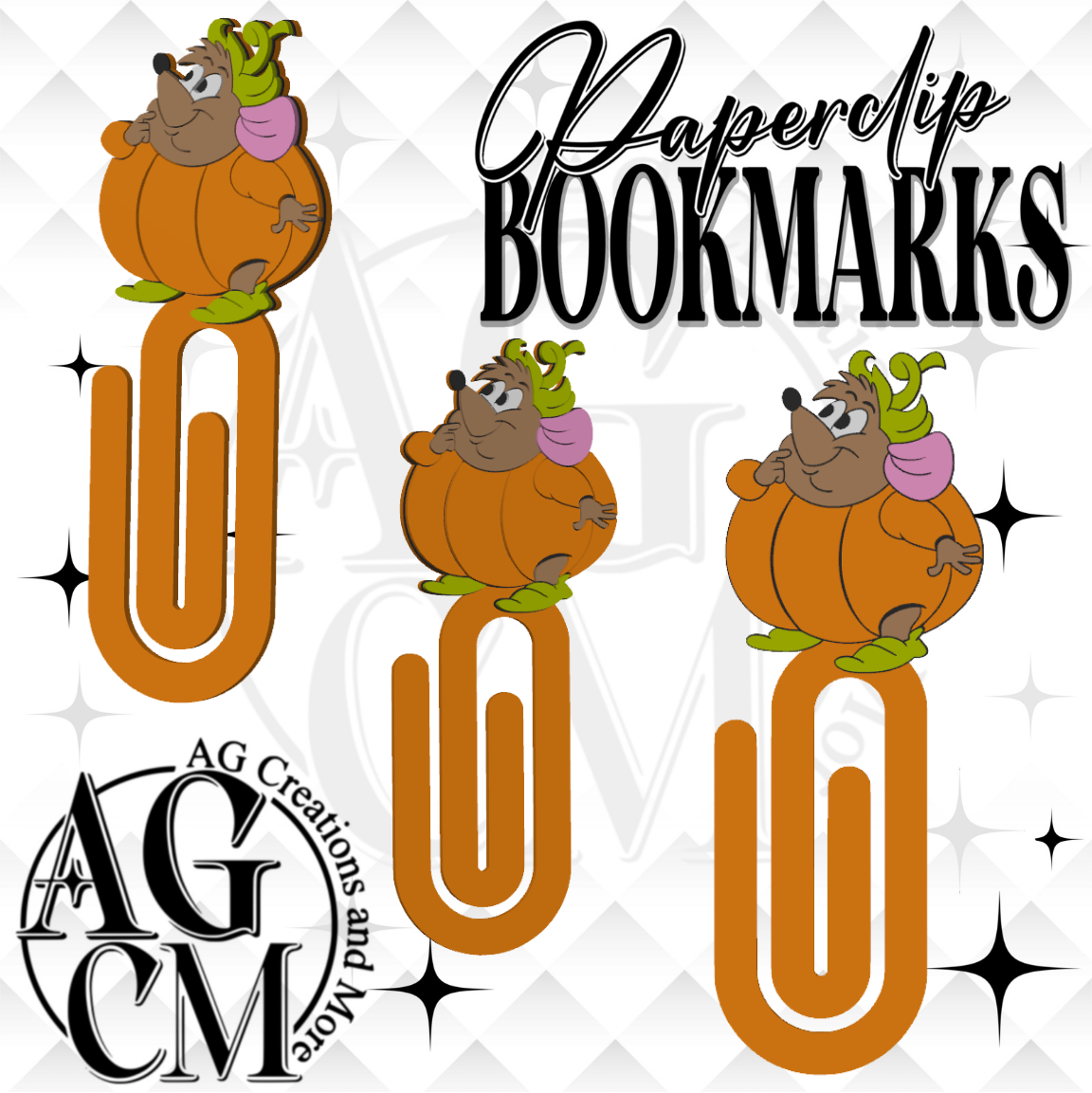 Mouse pumpkin 3D Paperclip / Bookmarks (wholesale)