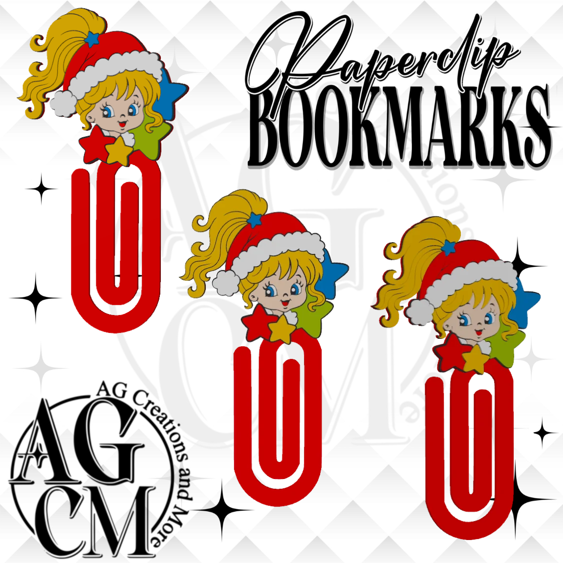 Rainbow Girl Christmas 3D Bookmark/ Paperclip 3MF File