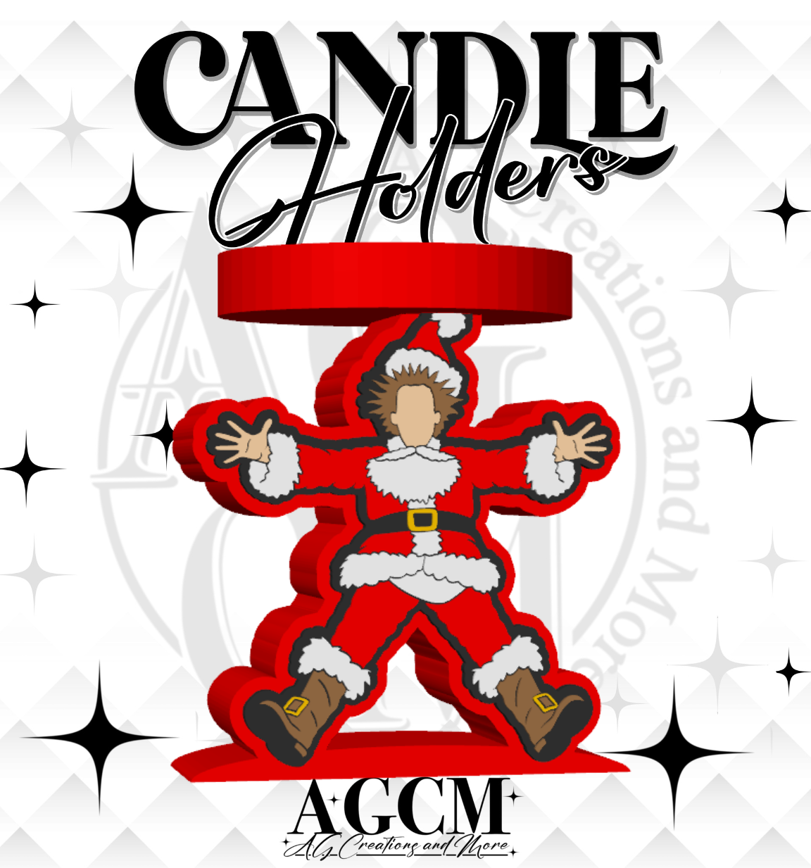 Crazy Santa 3D Candle Holder 3MF / STL File