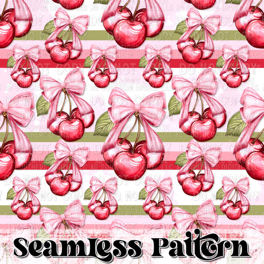 Cherry and Bow Seamless Pattern