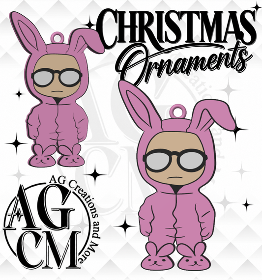 Pink Bunny Christmas Boy 3D Christmas Ornament STL 3MF