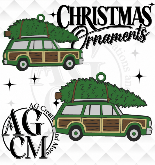 Christmas Station Wagon 3D Christmas Ornament STL 3MF