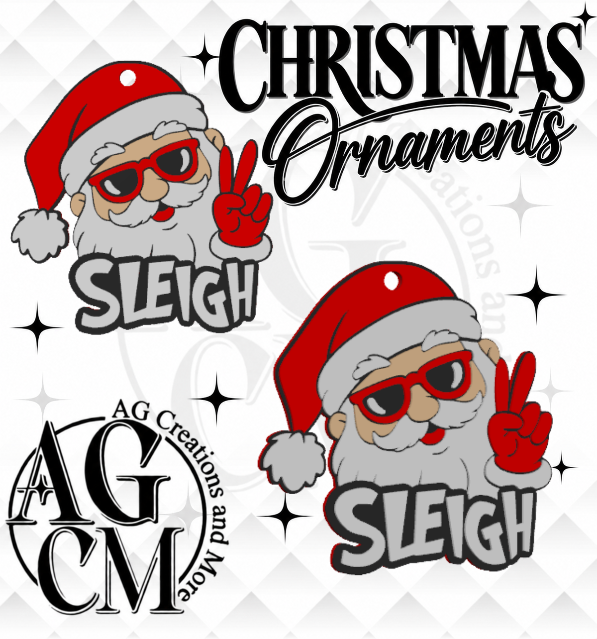 Santa Sleigh 3D Christmas Ornament STL 3MF