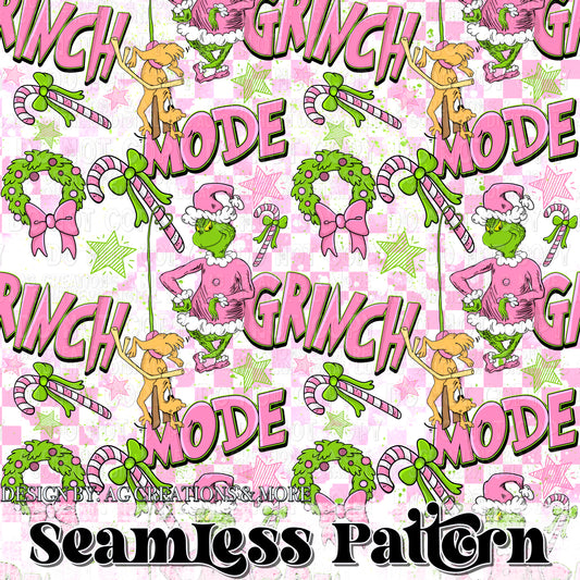 Grinch Mode Christmas Seamless Pattern