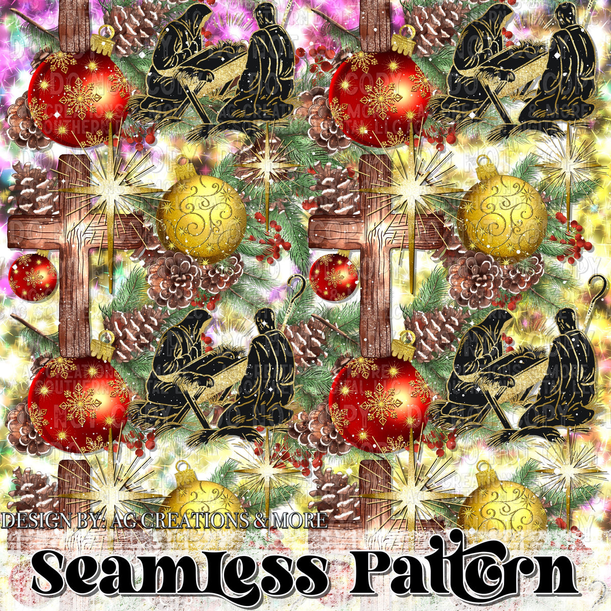 True Story Christmas Seamless Pattern