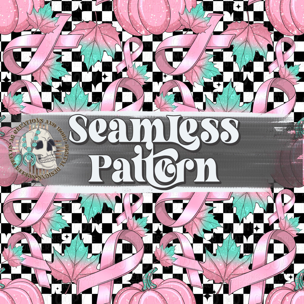 In October We Wear Pink Seamless Pattern