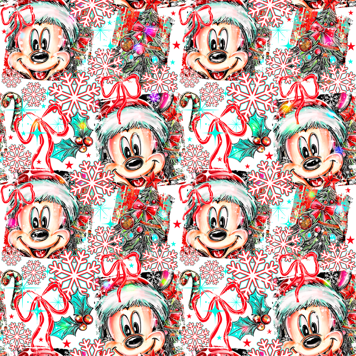 Christmas Boy Mouse Seamless Pattern PNG