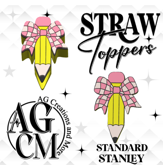 checker pencil 3D Straw Topper