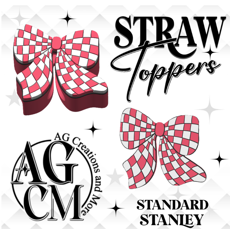 Pink Checker Bow 3MF File