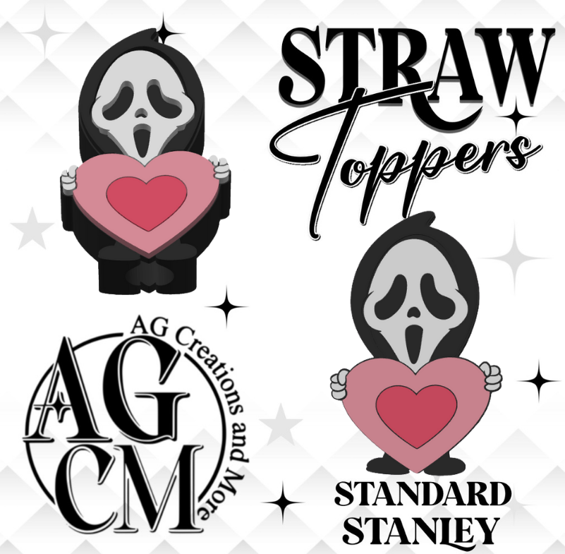 Ghost heart 3D Straw Topper (wholesale)