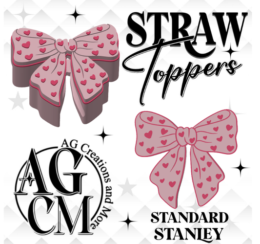 Little Hearts Bow 3D Straw Topper