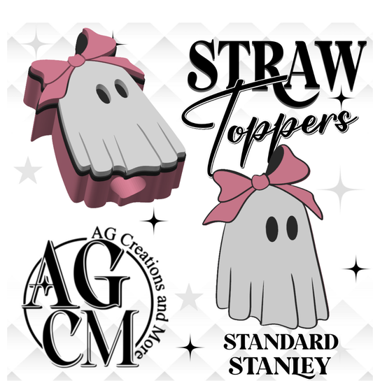 Halloween Ghost bow 3D Straw Toppers