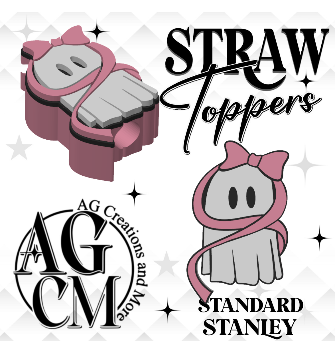 Ghost Bow 3D Straw Toppers