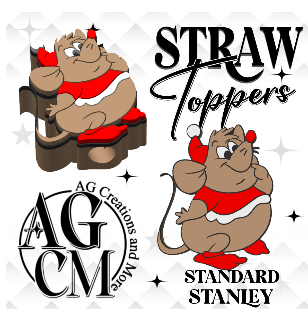 mouse 3D Straw Toppers