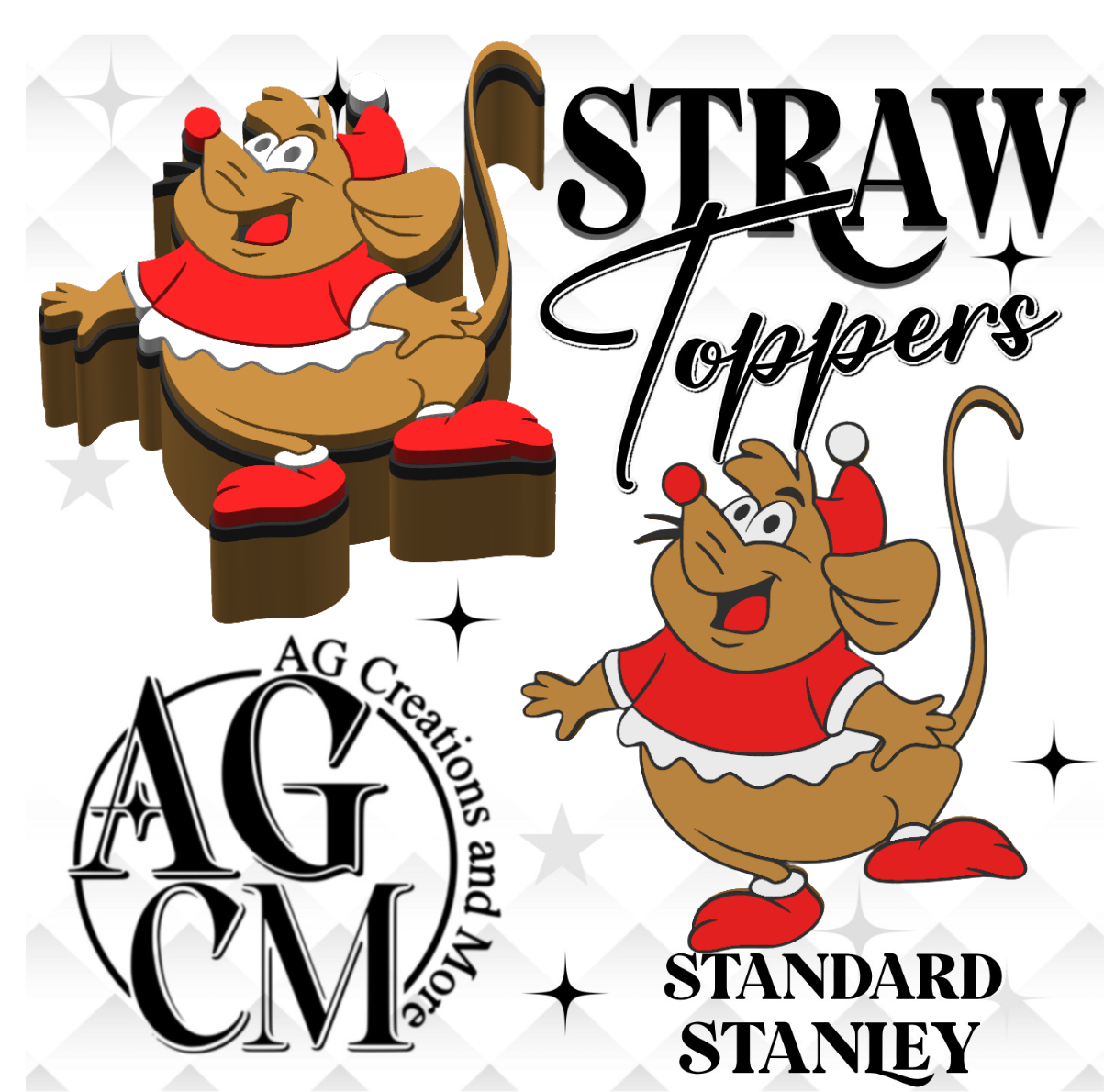 mouse 3D Straw Toppers