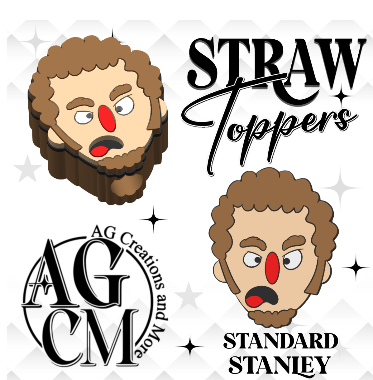 Marv 3D Straw Toppers