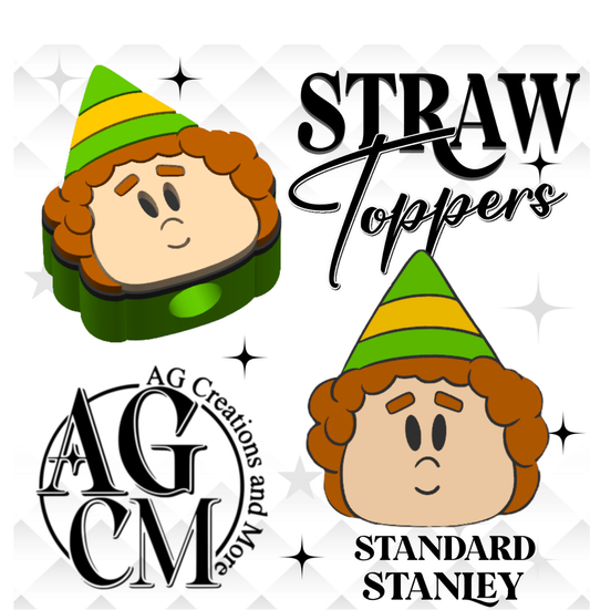 Elf B 3D Straw Toppers