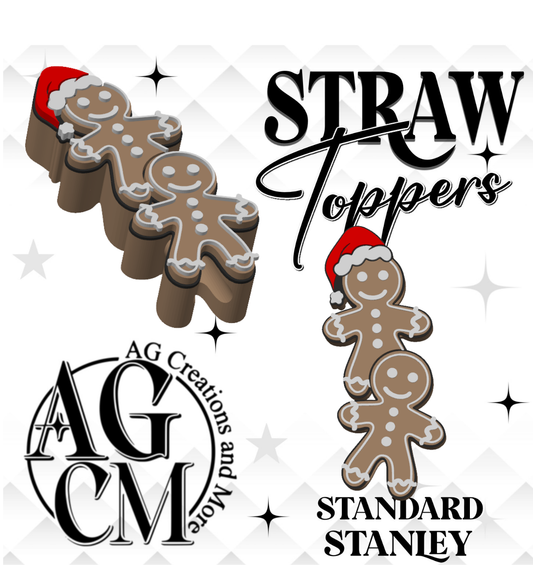 Christmas Ginger stack 2 3D Straw Toppers