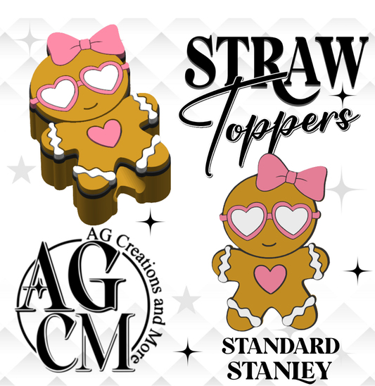 Girl Gingerbread 3D Straw Toppers