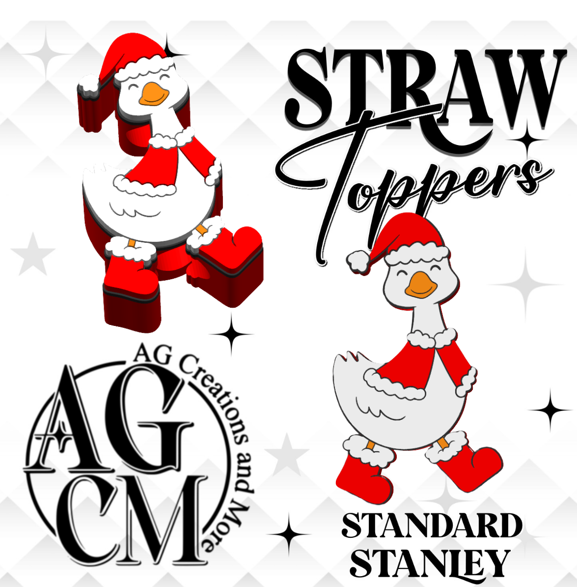 Christmas Goose 3D Straw Toppers