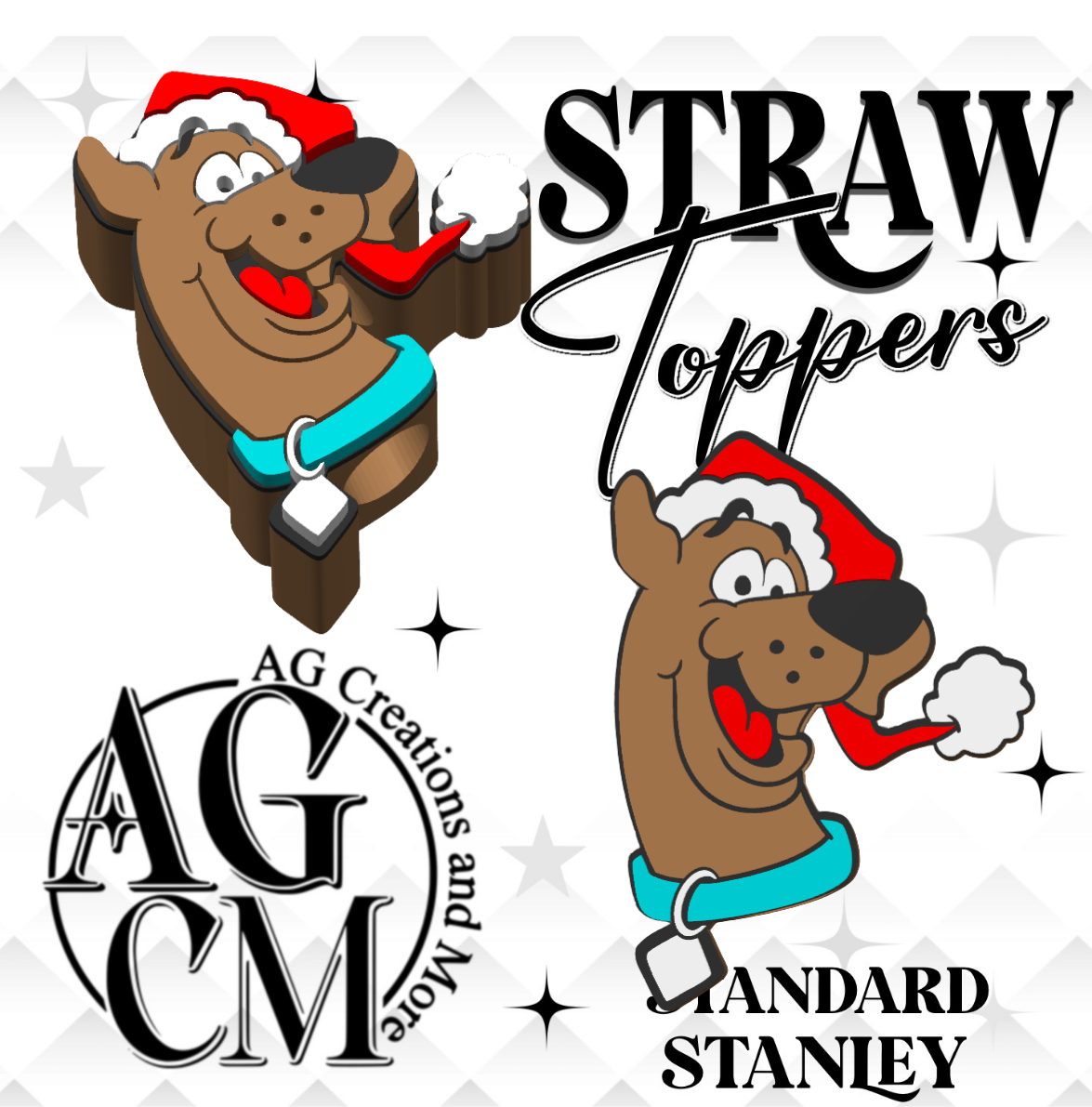 Christmas Scoob  3D Straw Toppers