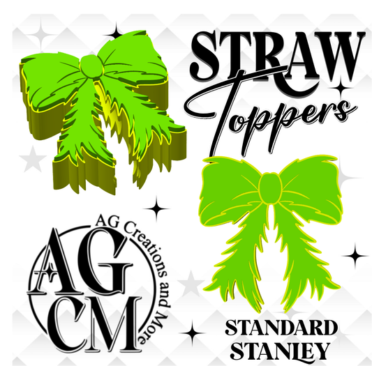 Green Guy Bow 3D Straw Toppers