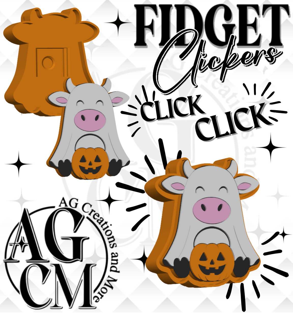 Ghost cow 3D Fidget Clickers STL / 3MF Files