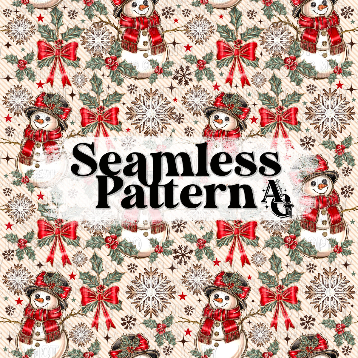 Snowman Seamless Pattern PNG