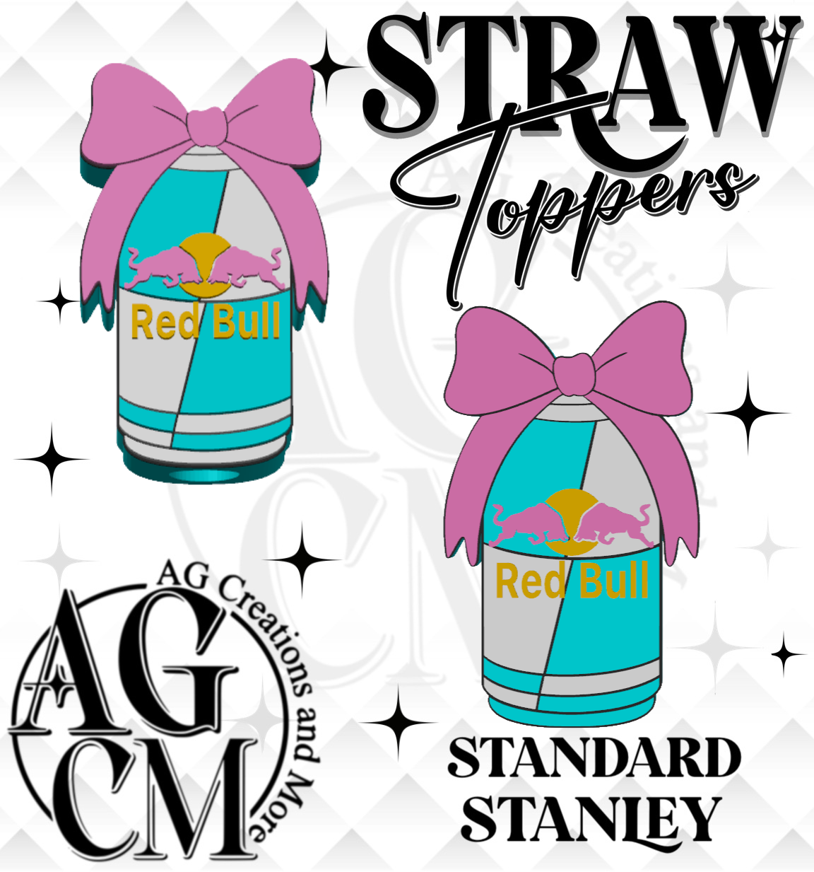 Girly R-Bull 3D Straw Topper 3MF File