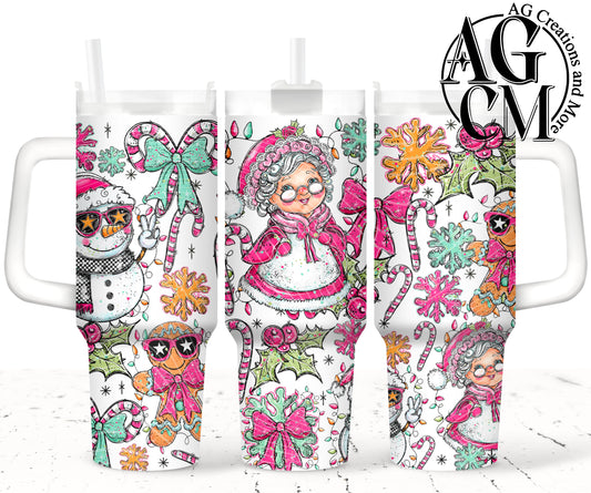 Mrs. Claus 40oz Tumbler Digital Png