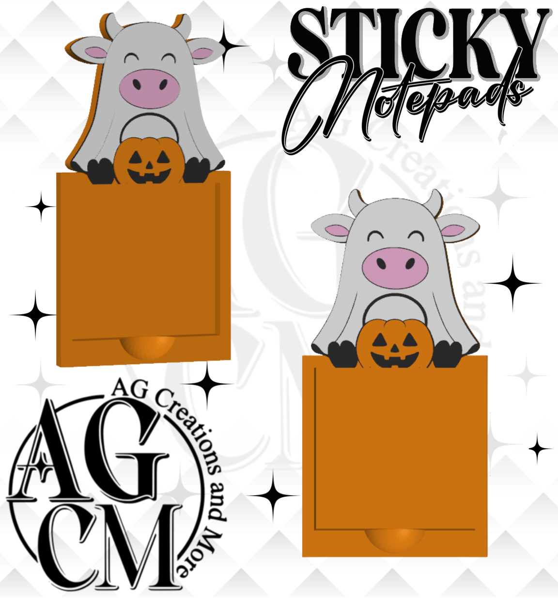 Ghost cow 3D Sticky Notepad STL 3MF files