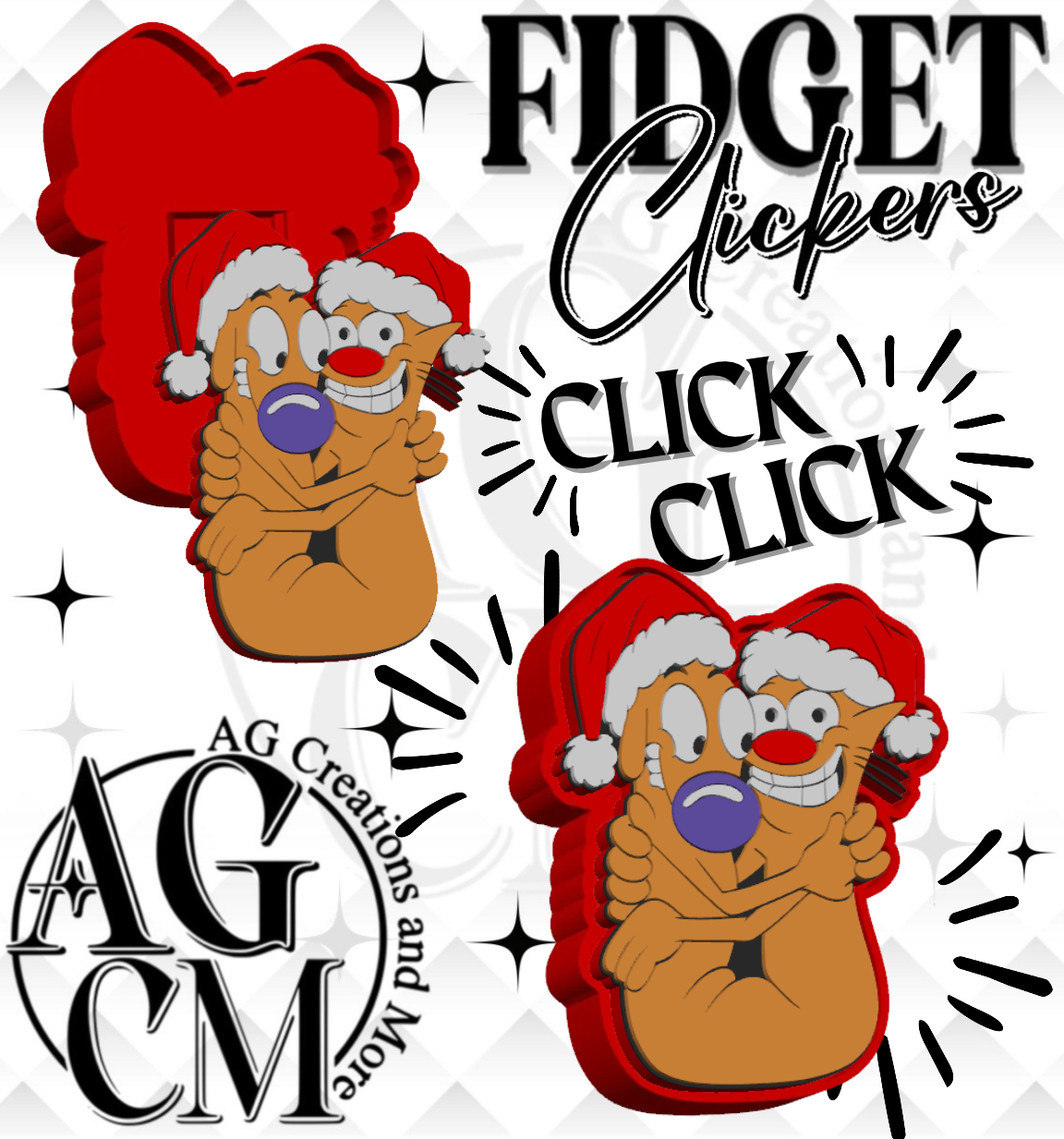 90s Quirky Duo 3D Fidget Clickers (wholesale)