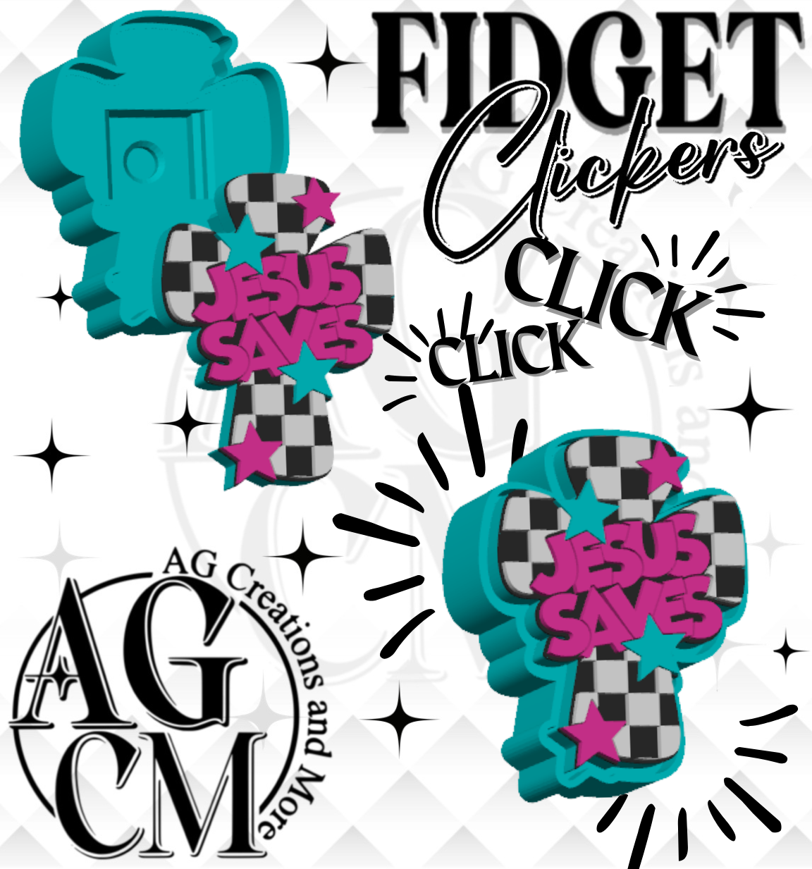 Jesus Saves 3D Fidget Clickers (wholesale)