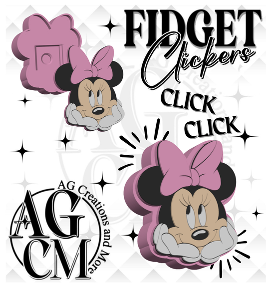 Pink Bow Mouse 3D Fidget Clickers STL / 3MF Files