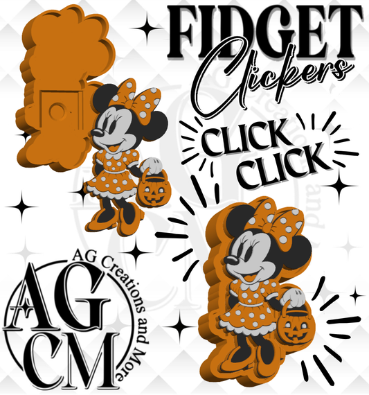 Vintage Girl Mouse Pumpkin 3D Fidget Clickers STL / 3MF Files