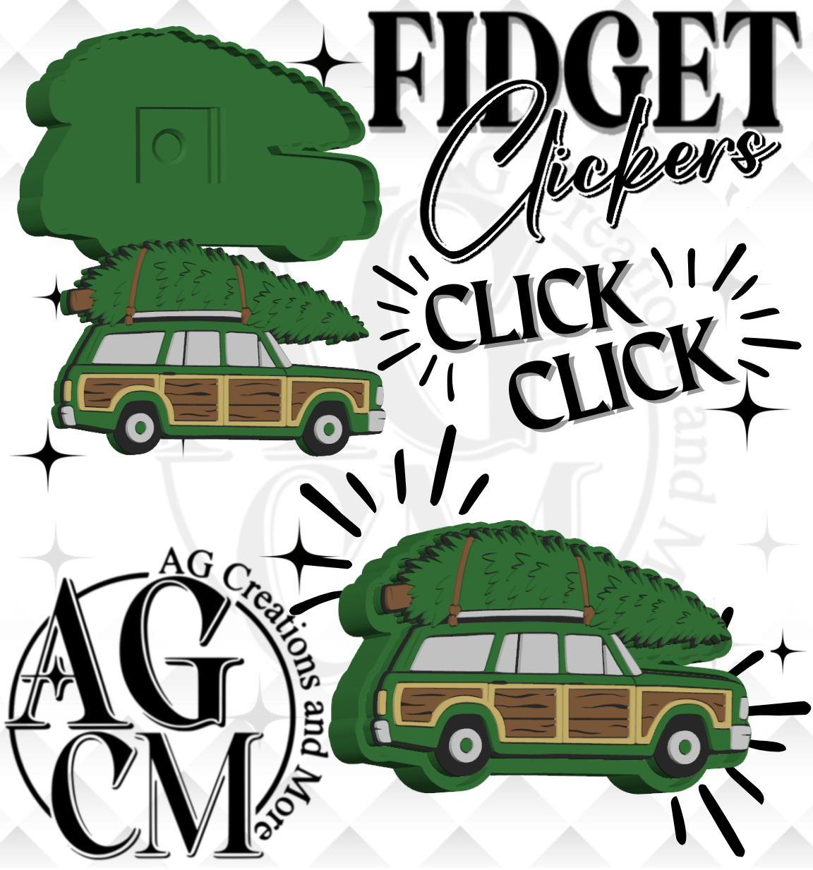 Christmas Station Wagon 3D Fidget Clickers STL / 3MF Files