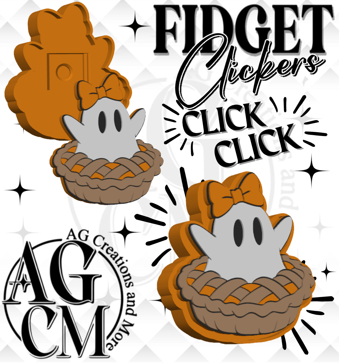 Ghost Pie 3D Fidget Clickers STL / 3MF Files