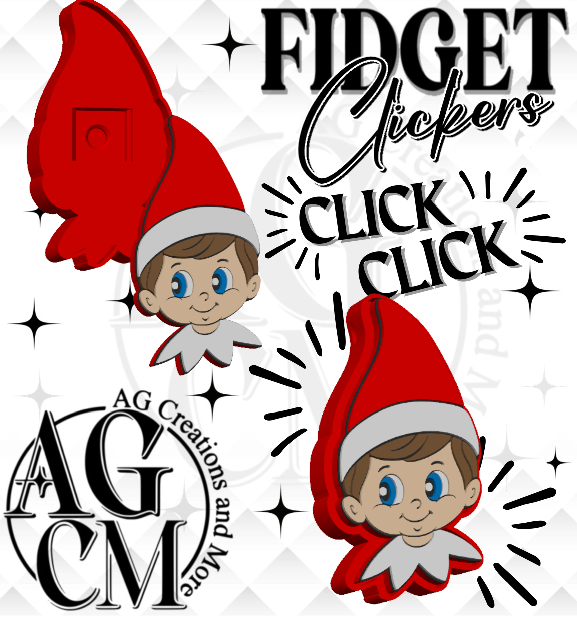 Naughty Elf 3D Fidget Clickers (wholesale)