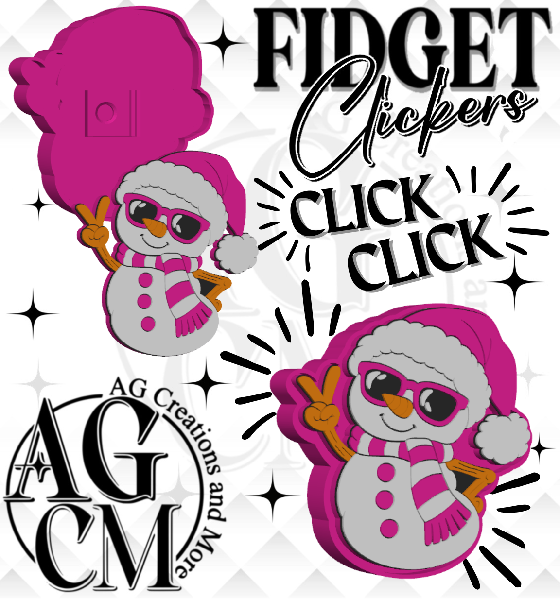 Snowman 3D Fidget Clickers STL / 3MF Files