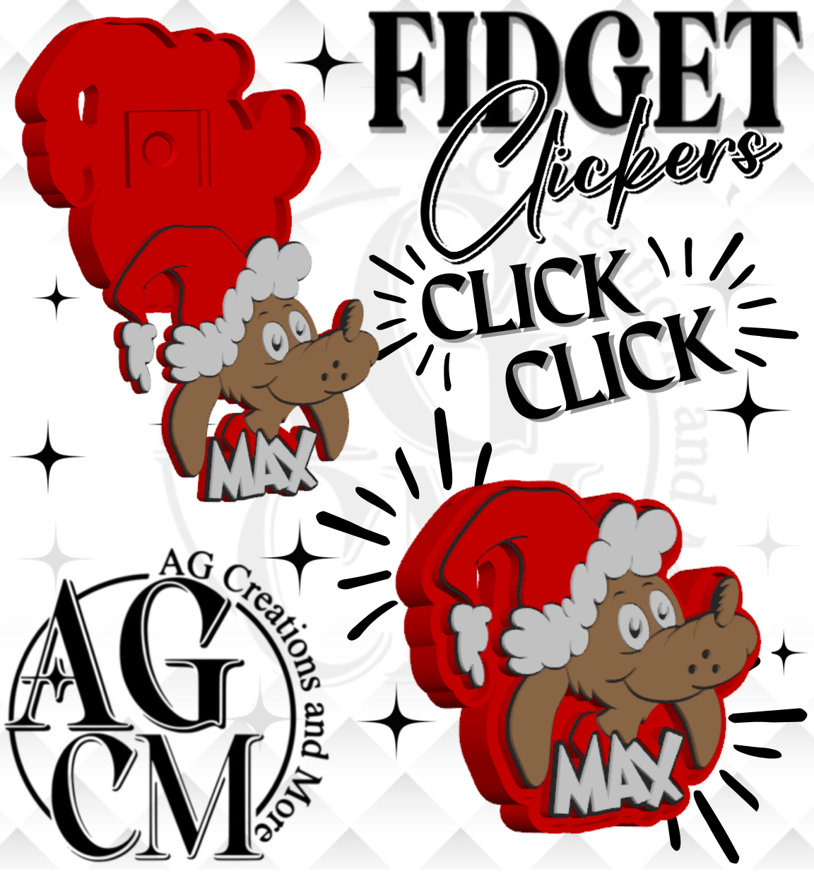 G-Xmas dog 3D Fidget Clickers (wholesale)