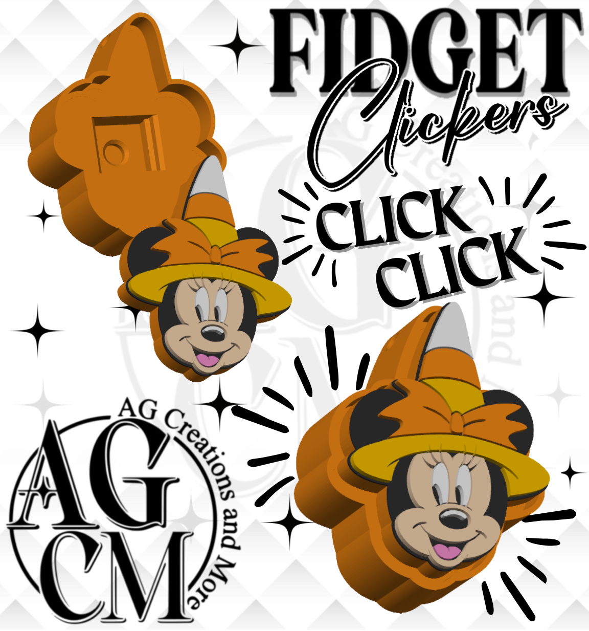 Girl mouse candy corn 3D Fidget Clickers STL / 3MF Files