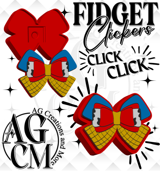 Red Cowhide Bow 3D Fidget Clickers (wholesale)