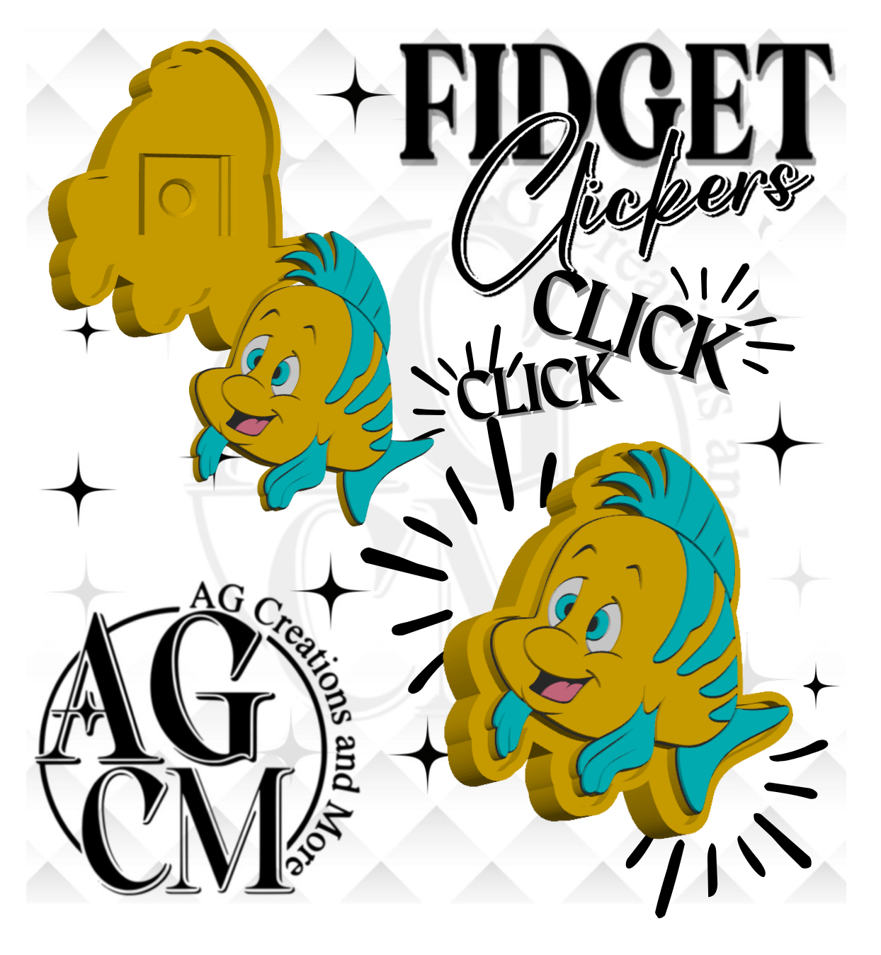 Yellow Fish 3D Fidget Clickers STL / 3MF Files