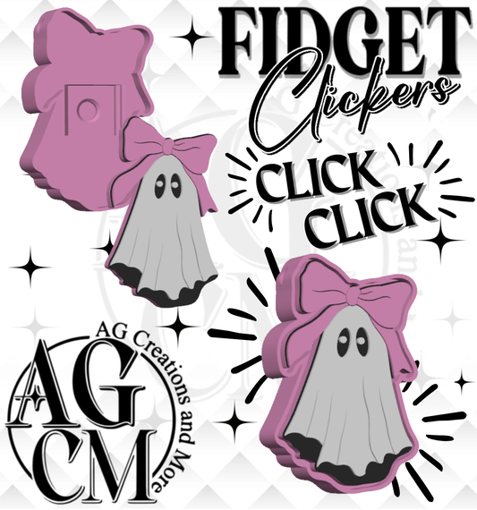 Ghost pink bow 3D Fidget Clickers (wholesale)