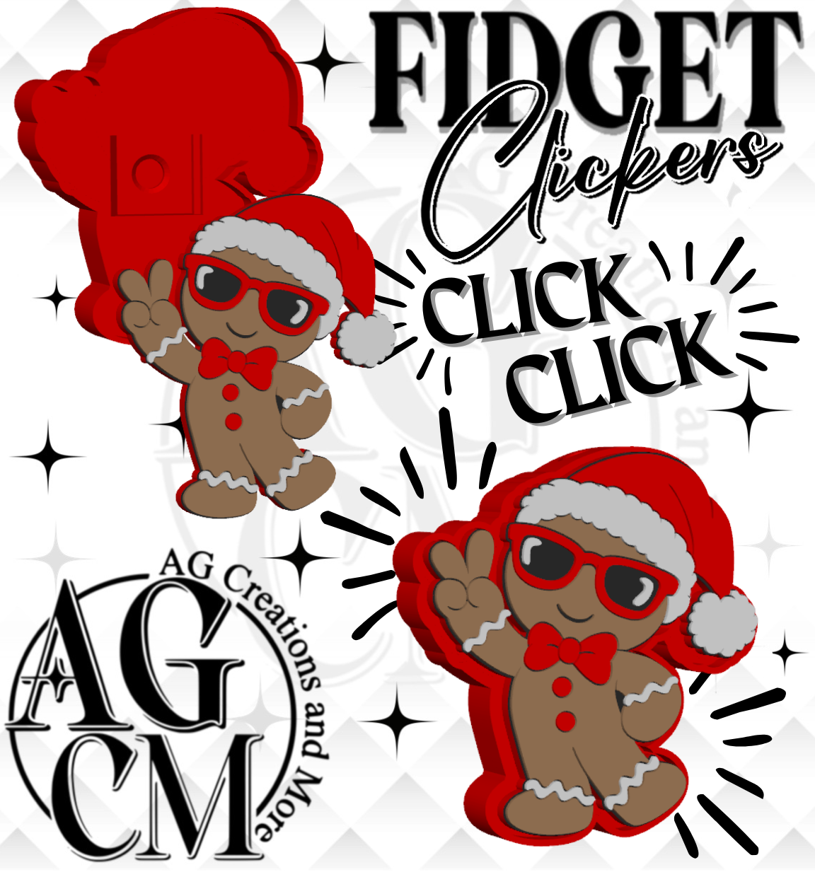 Gingerbread 3D Fidget Clickers STL / 3MF Files