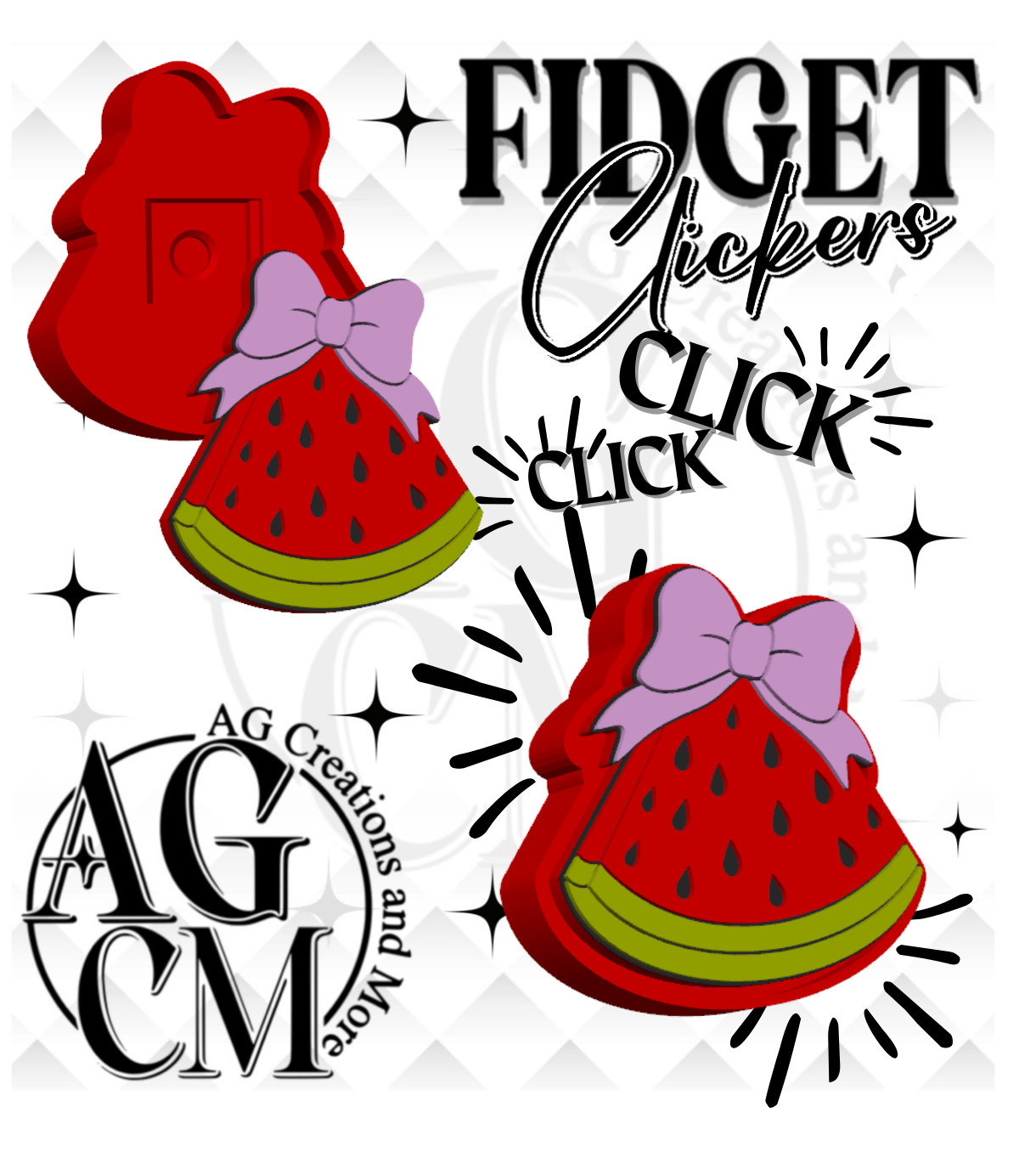 Watermelon 3D Fidget Clickers STL / 3MF Files