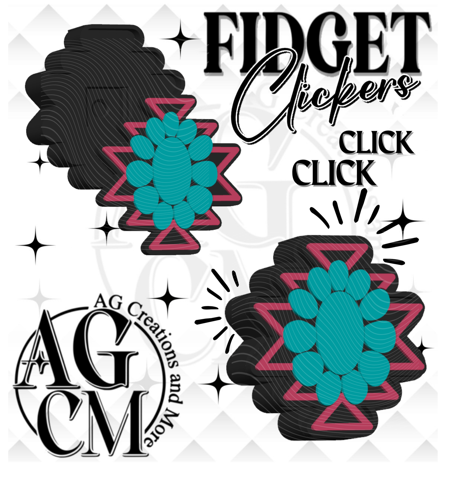 Aztec Concho 3D Fidget Clickers (wholesale)