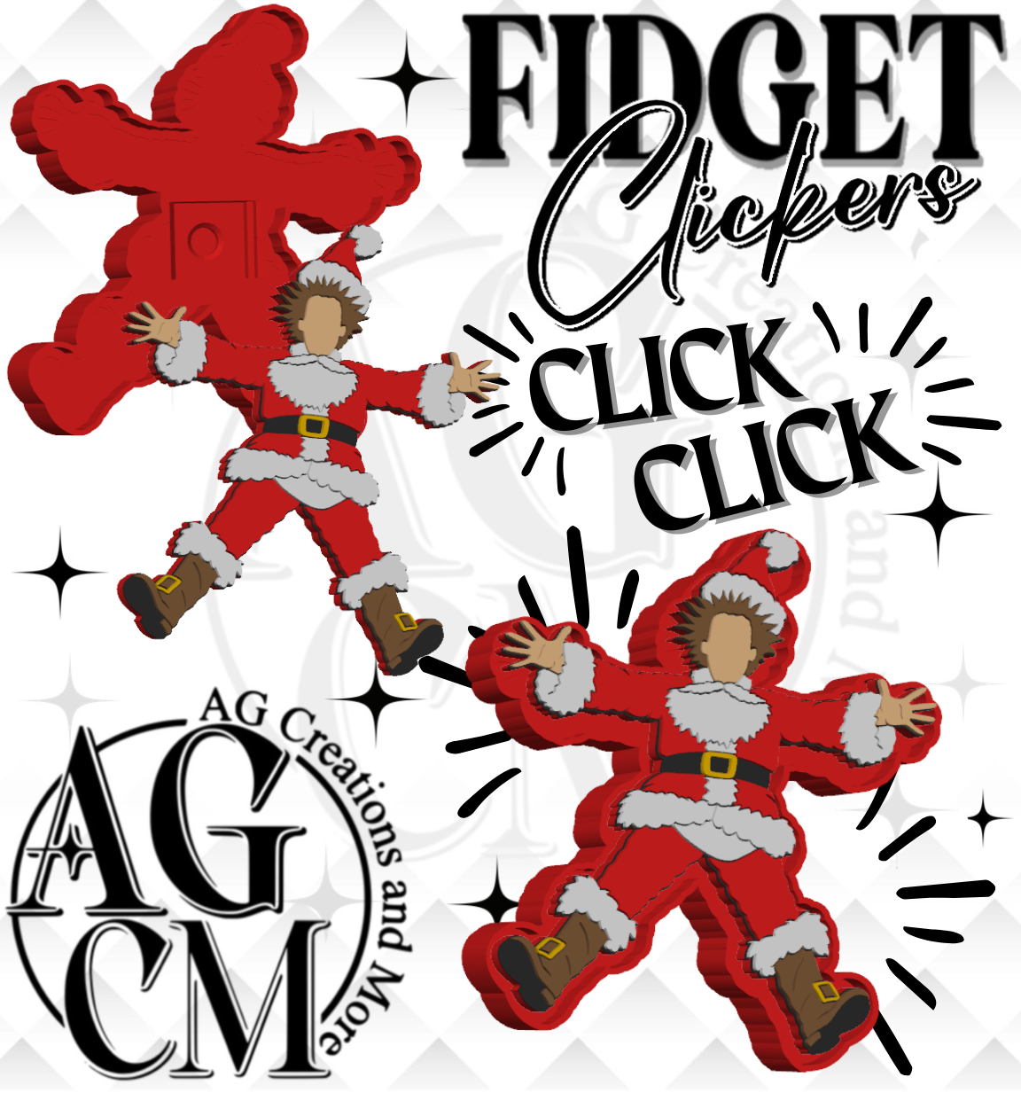 Crazy Santa 3D Fidget Clickers (wholesale)