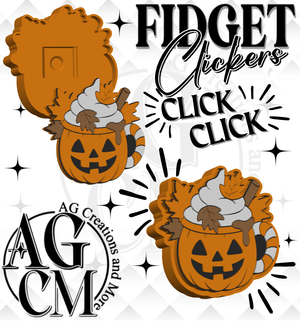 Pumpkin Spice 3D Fidget Clickers STL / 3MF Files