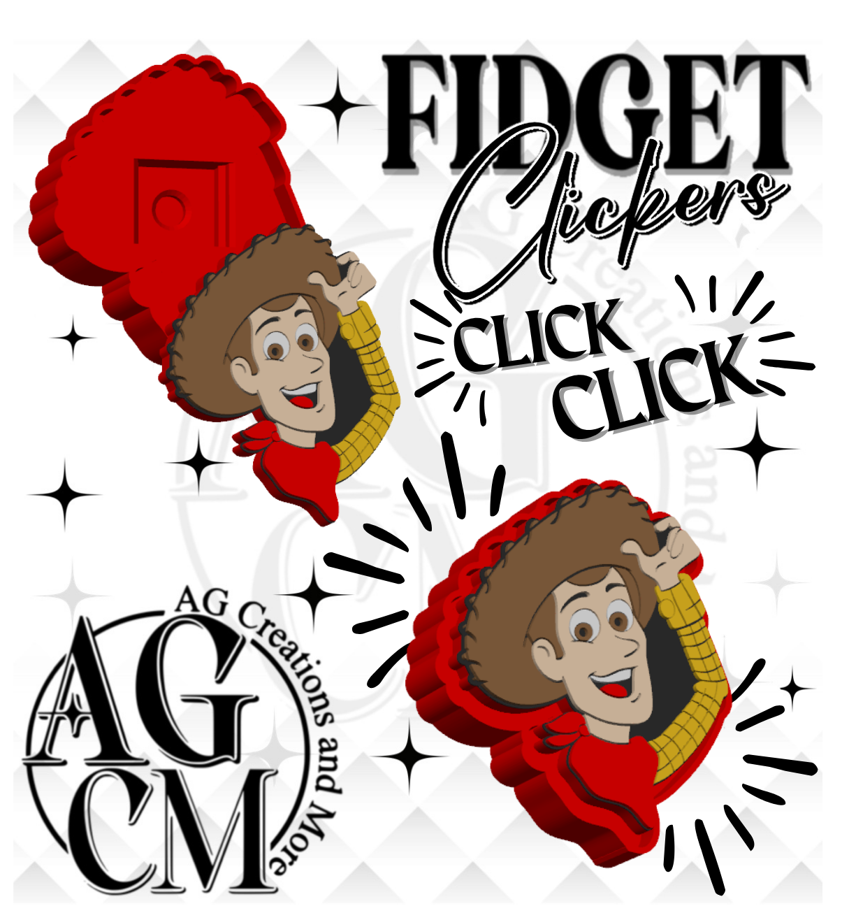 TS Cowboy 3D Fidget Clickers STL / 3MF Files